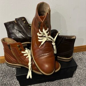 Bruno Marc Men's Brown ankle Boots #lot of 2 size 9.5 1 NWB 1 NWOB